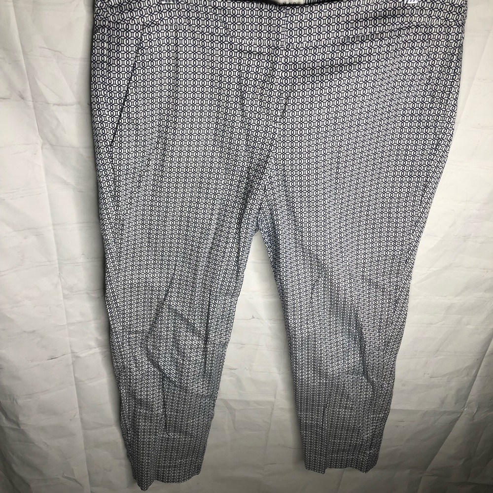 Kenar Womens Size 8 Capri Ankle Crop Pants Blue Geometric Print Career Work